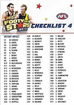 2019 Select Footy Stars #4 Checklist 4 Front